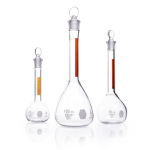 Volumetric Flask, Class A, with Red Stripe and Pennyhead Glass,200ML