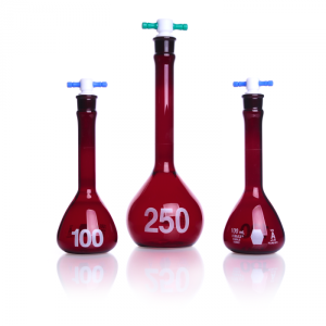 Volumetric Flask, Amber, Class A, Heavy Duty, Wide Mouth, with Polyethylene Stopper,RAYSORB,,500ML