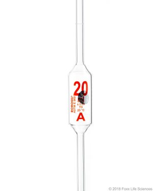 Borosil Pipettes, Volumetric, Class A, 20mL, Batch Cert