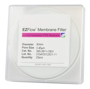 EZFlow® Membrane Disc Filter, 0.45µm Hydrophobic PTFE, 90mm, 25/PK