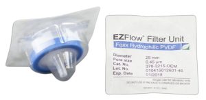 EZFlow® Syringe Filter, 0.45µm Hydrophilic PVDF, 25mm, Sterile, 100/PK