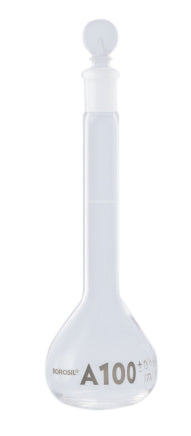 Borosil Volumetric Flask, Wide Neck, With Glass I/C Stopper, Class A, 1000 mL