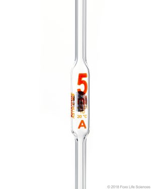 Borosil Pipettes, Volumetric, Class A, 5mL, Batch Cert