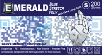 Emerald Blue Stretch Poly, Medium, 200/Pk