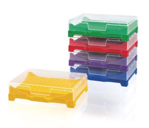 PCR Rack w/locking lid, multi-color, stacked, pack of 5