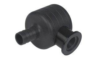 Elbow w/ small flange KF DN 25,hose nozzle tubing w i.d. 19 mm, PP