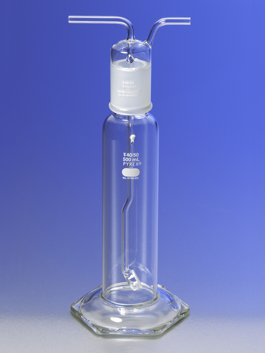 PYREX 125mL Gas Washing Bottle with Coarse Fritted Disc