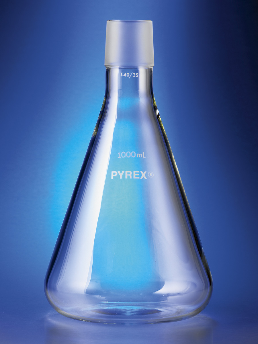PYREX 1000 mL Erlenmeyer Flask with 40/35 Standard Taper Joint, without Tubulation