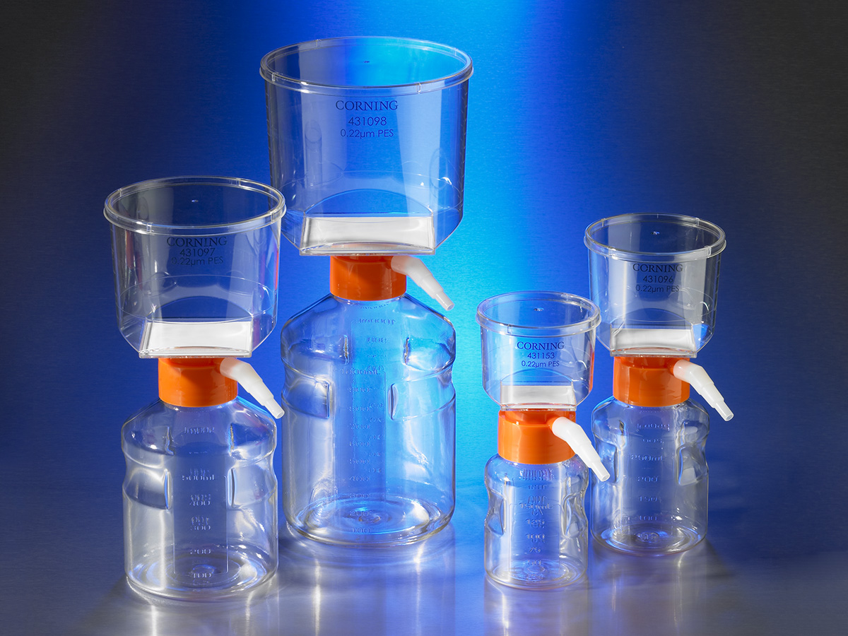 Corning 1000mL Vacuum Filter/Storage Bottle System, 0.45Micrometer Pore, 54.5cm squared CA Membrane, Sterile, Individually Packaged, 12/Case