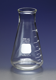 PYREX 500mL Wide Mouth Erlenmeyer Flasks with Heavy Duty Rim