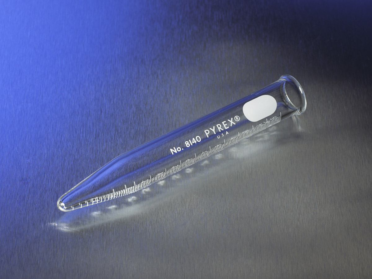 PYREX 12mL Heavy Duty Conical Centrifuge Tube with White Graduations, Beaded Rim