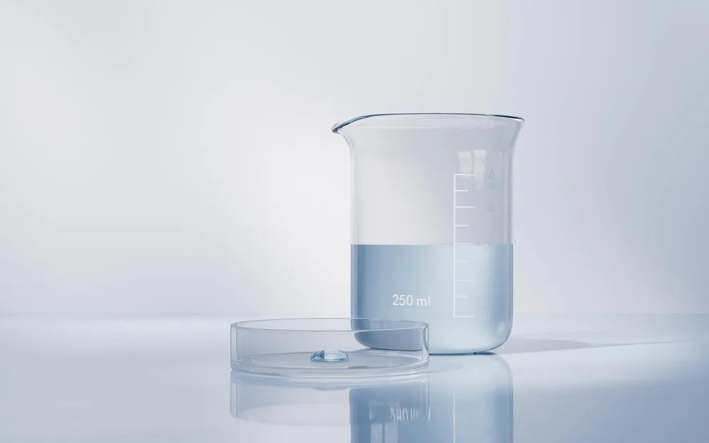 Assorted laboratory beakers including glass, plastic, disposable, and graduated beakers at LDP